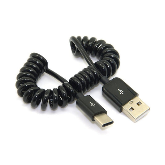 1M Coil Cord USB 3.1 Type C Male to Standard USB 2.0 A Male Data Cable for Nokia N1 Tablet Mobile Phone