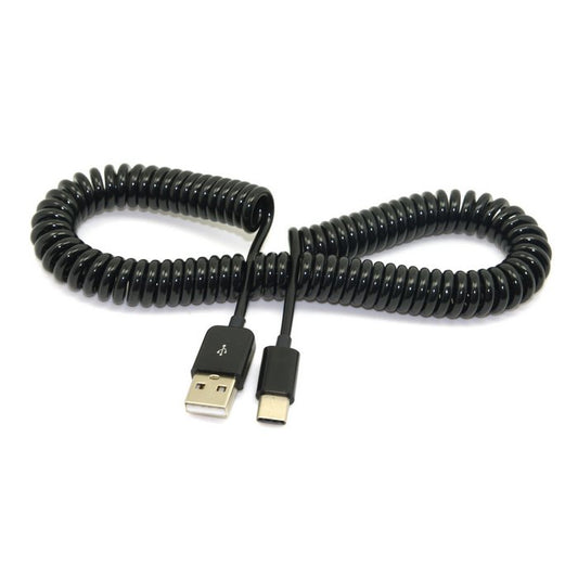 3M Coil Cord USB 3.1 Type C Male to Standard USB 2.0 A Male Data Cable for Nokia N1 Tablet Mobile Phone