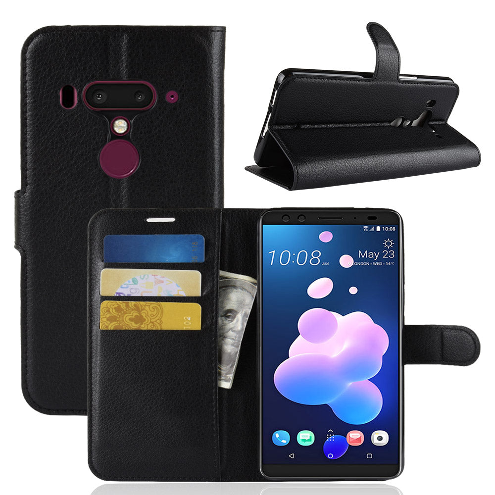 Litchi Texture Wallet Stand Leather Phone Case for HTC U12+