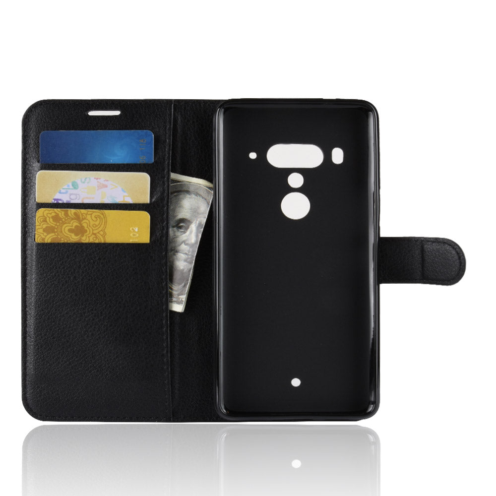 Litchi Texture Wallet Stand Leather Phone Case for HTC U12+