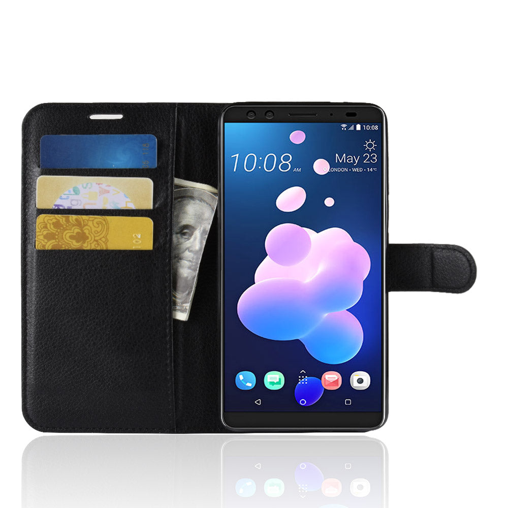 Litchi Texture Wallet Stand Leather Phone Case for HTC U12+