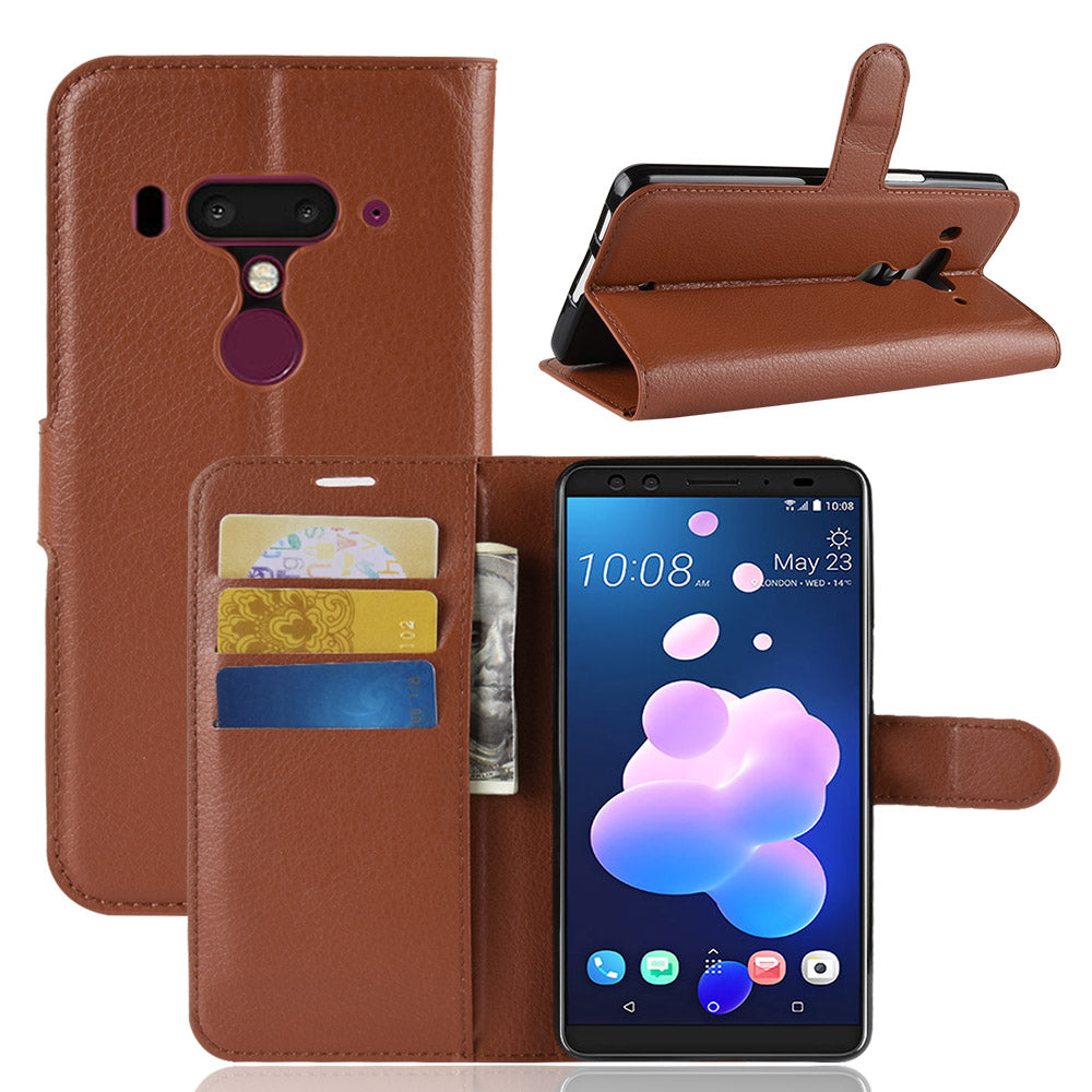 Litchi Texture Wallet Stand Leather Phone Case for HTC U12+