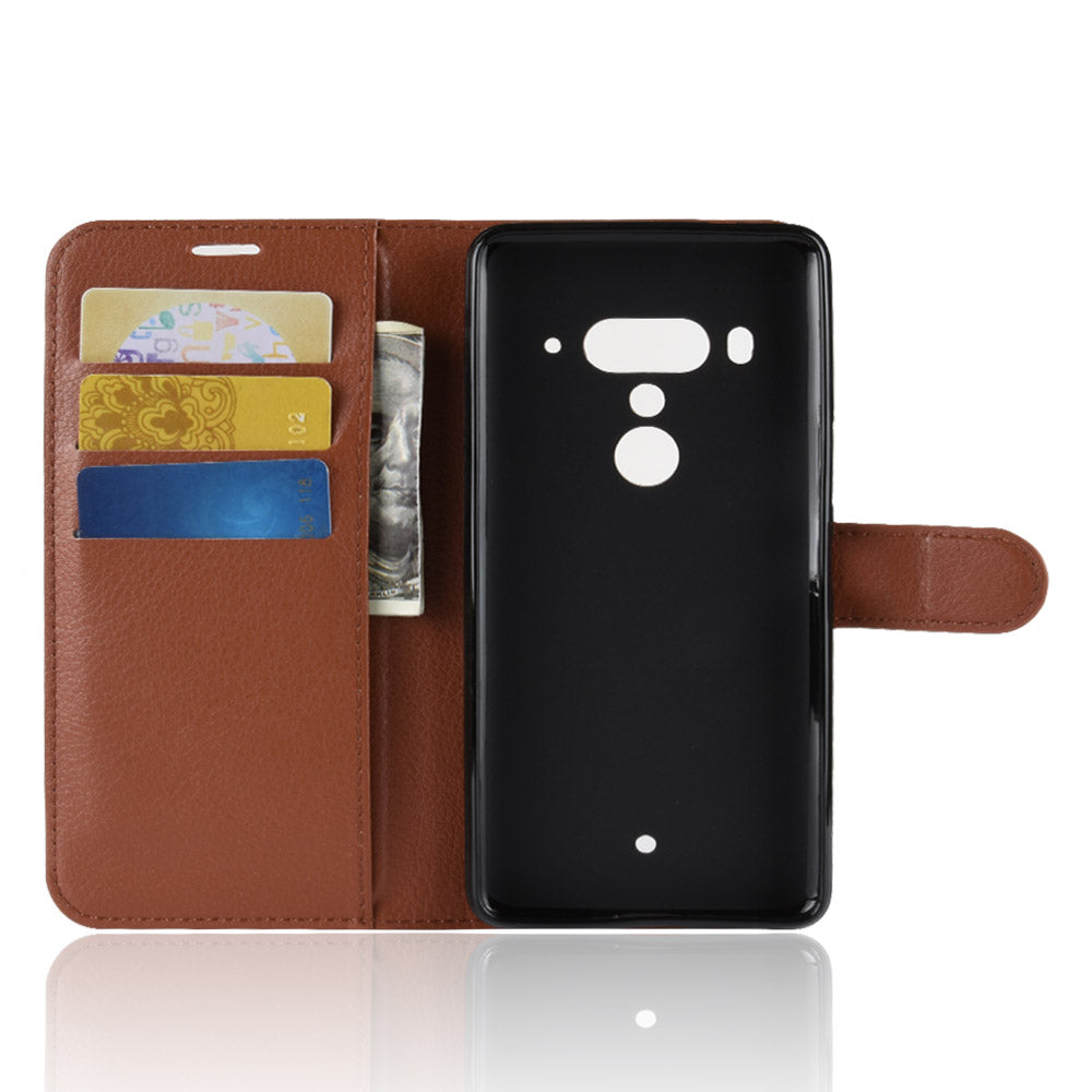 Litchi Texture Wallet Stand Leather Phone Case for HTC U12+