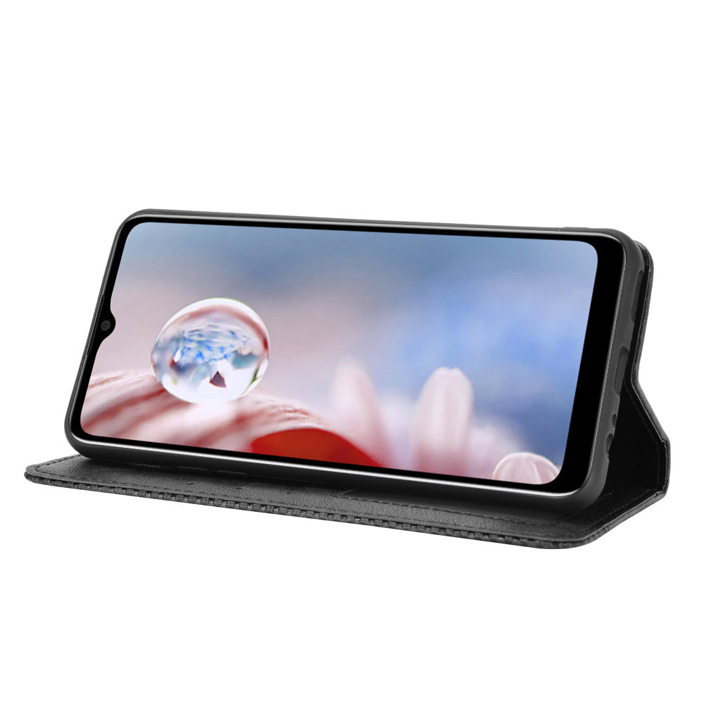 For HTC Desire 20+ Magnetic Vintage Style Leather Cover with Stand