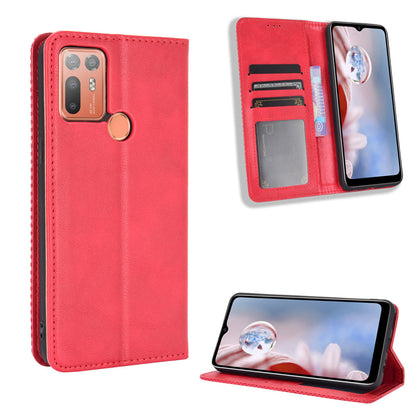For HTC Desire 20+ Magnetic Vintage Style Leather Cover with Stand
