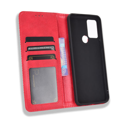For HTC Desire 20+ Magnetic Vintage Style Leather Cover with Stand