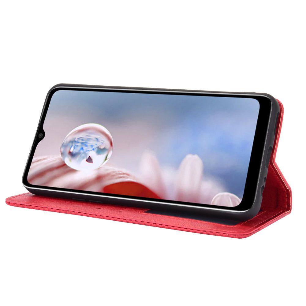 For HTC Desire 20+ Magnetic Vintage Style Leather Cover with Stand