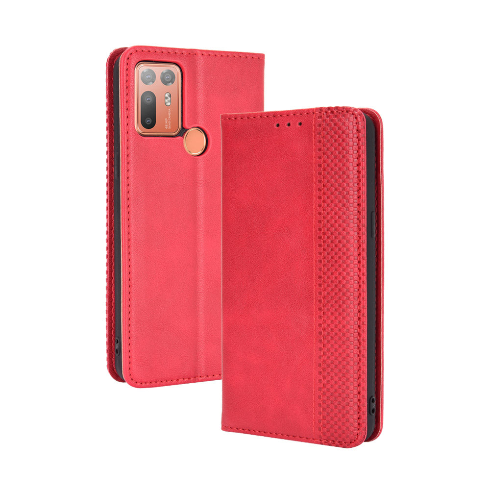For HTC Desire 20+ Magnetic Vintage Style Leather Cover with Stand