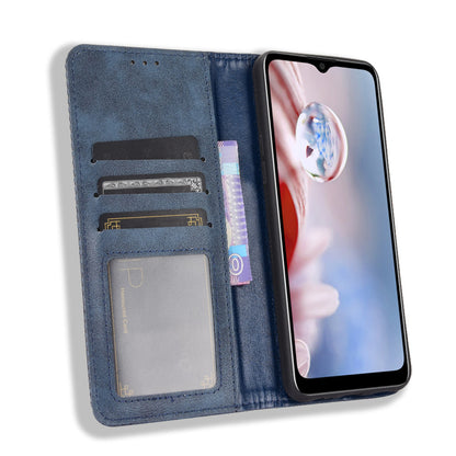 For HTC Desire 20+ Magnetic Vintage Style Leather Cover with Stand