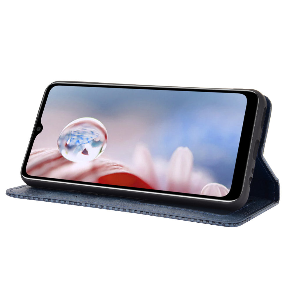 For HTC Desire 20+ Magnetic Vintage Style Leather Cover with Stand