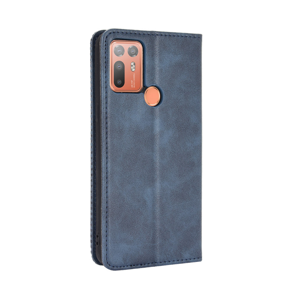 For HTC Desire 20+ Magnetic Vintage Style Leather Cover with Stand