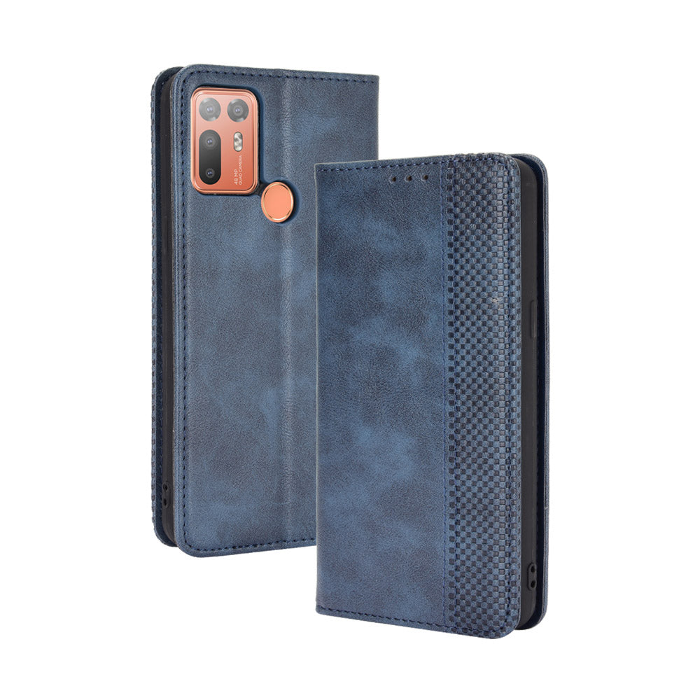 For HTC Desire 20+ Magnetic Vintage Style Leather Cover with Stand