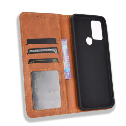 For HTC Desire 20+ Magnetic Vintage Style Leather Cover with Stand