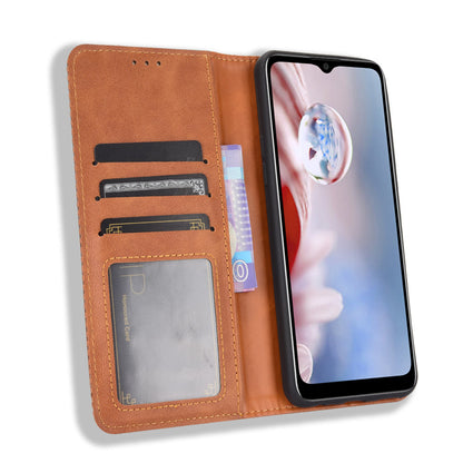 For HTC Desire 20+ Magnetic Vintage Style Leather Cover with Stand
