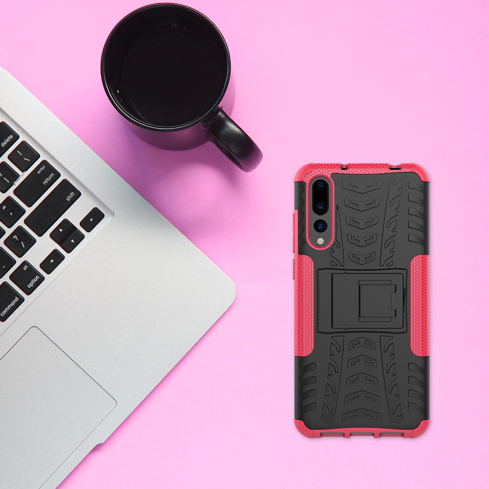 For Huawei P20 Pro Anti-slip PC + TPU Hybrid Case with Kickstand