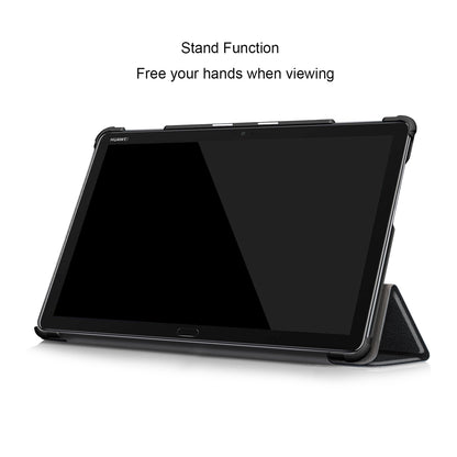 For Huawei Mediapad M5 Lite 10.1 Tri-fold Stand Auto-wake / sleep Smart Leather Case