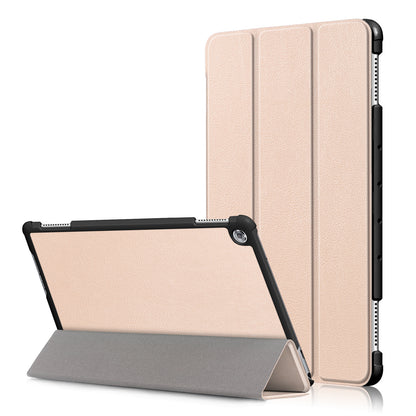 For Huawei Mediapad M5 Lite 10.1 Tri-fold Stand Auto-wake / sleep Smart Leather Case