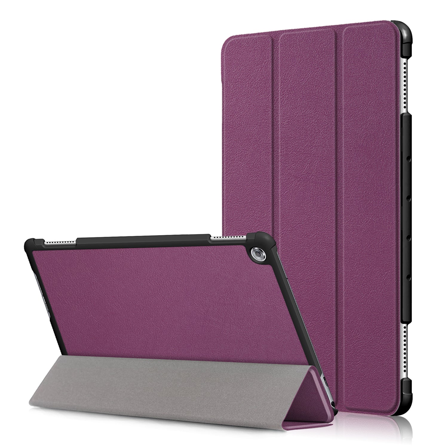 For Huawei Mediapad M5 Lite 10.1 Tri-fold Stand Auto-wake / sleep Smart Leather Case
