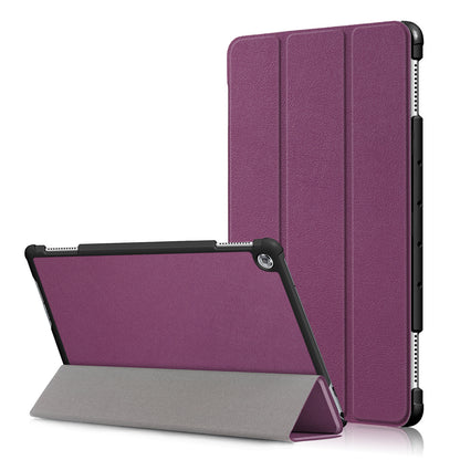 For Huawei Mediapad M5 Lite 10.1 Tri-fold Stand Auto-wake / sleep Smart Leather Case