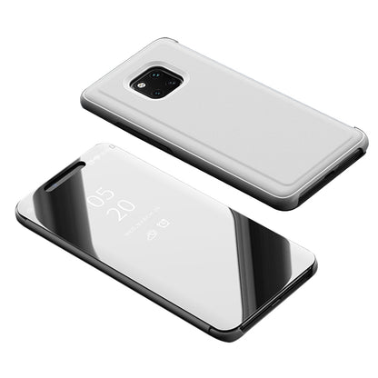 For Huawei Mate 20 Pro View Window Plated Mirror Surface Mobile Phone Leather Stand Case Fingerprint-Free