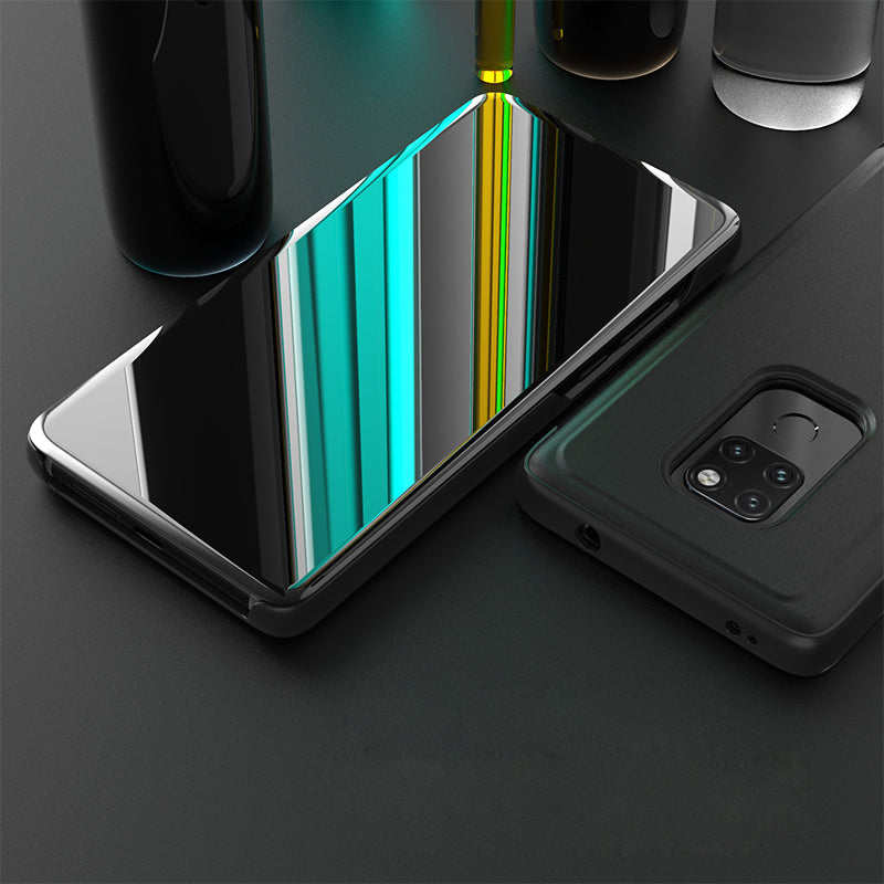 View Window Plated Mirror Surface Leather Stand Case for Huawei Mate 20