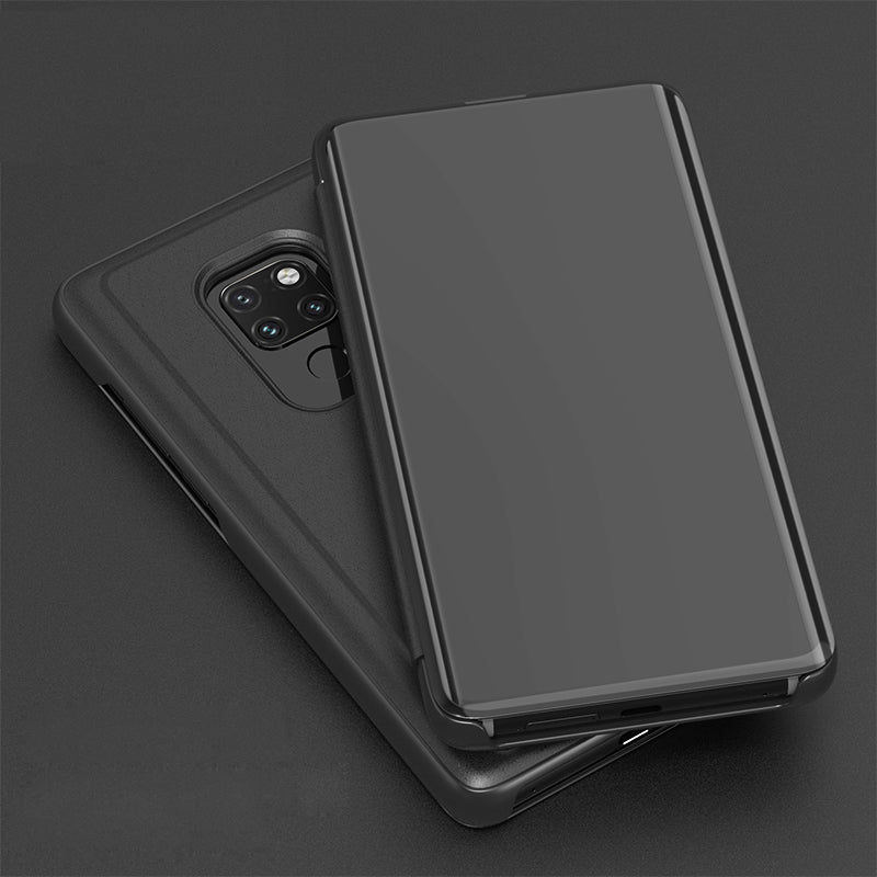 View Window Plated Mirror Surface Leather Stand Case for Huawei Mate 20