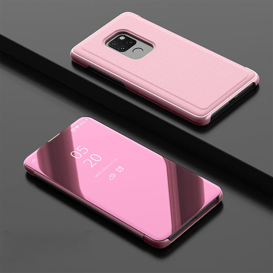 View Window Plated Mirror Surface Leather Stand Case for Huawei Mate 20
