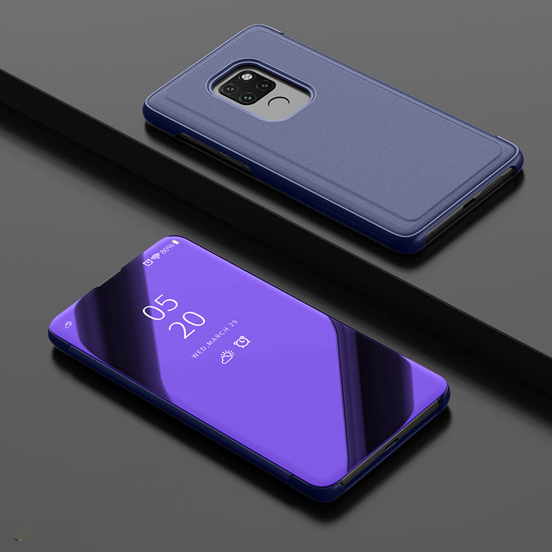View Window Plated Mirror Surface Leather Stand Case for Huawei Mate 20
