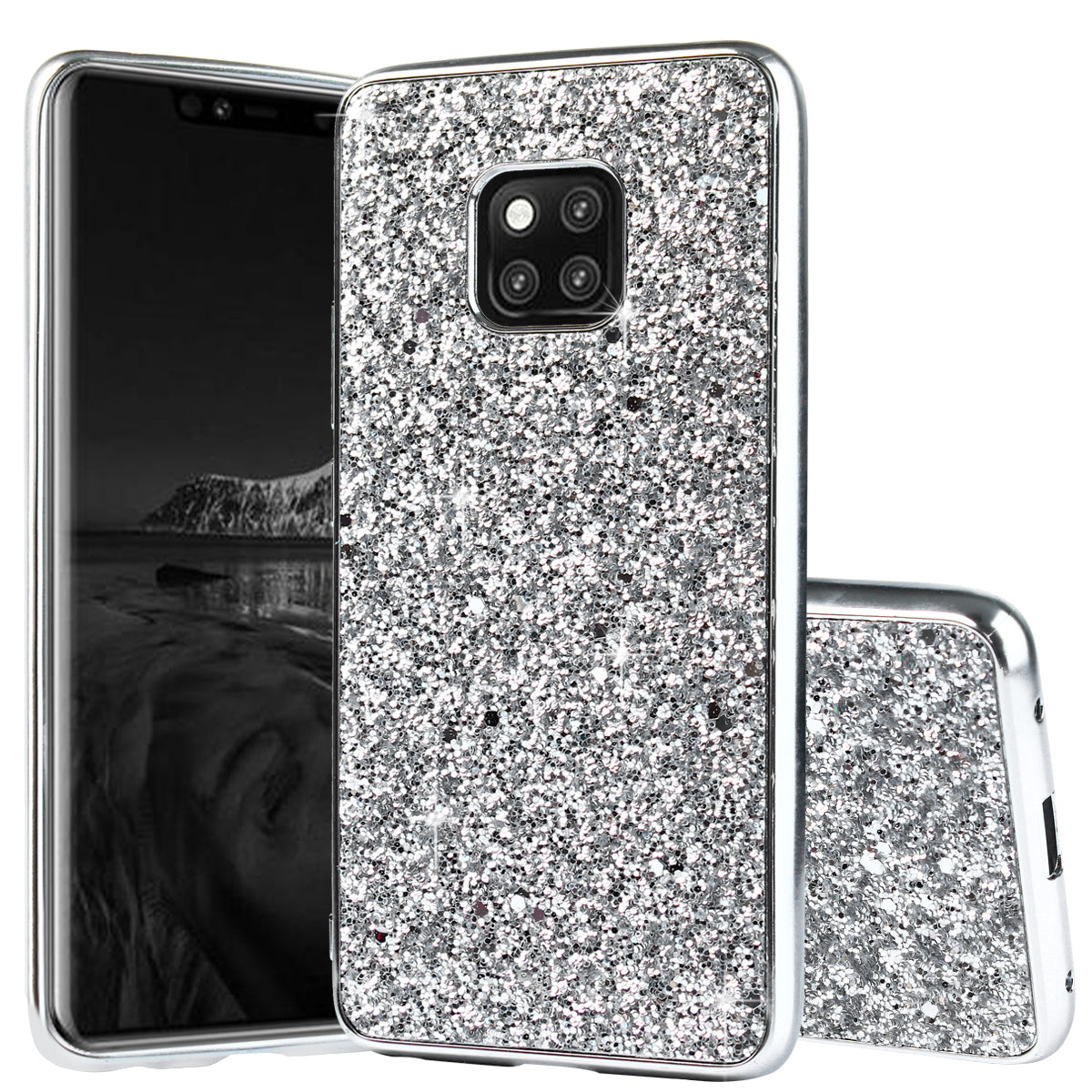 Electroplating Flash Powder PC + TPU Hybrid Mobile Casing for Huawei Mate 20 Pro
