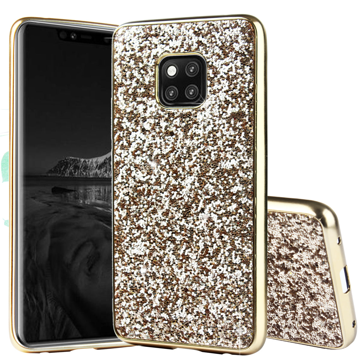 Electroplating Flash Powder PC + TPU Hybrid Mobile Casing for Huawei Mate 20 Pro