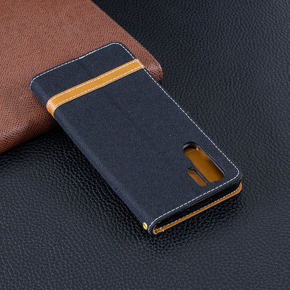 Two-tone Jean Cloth PU Leather Flip Case for Huawei P30 Pro