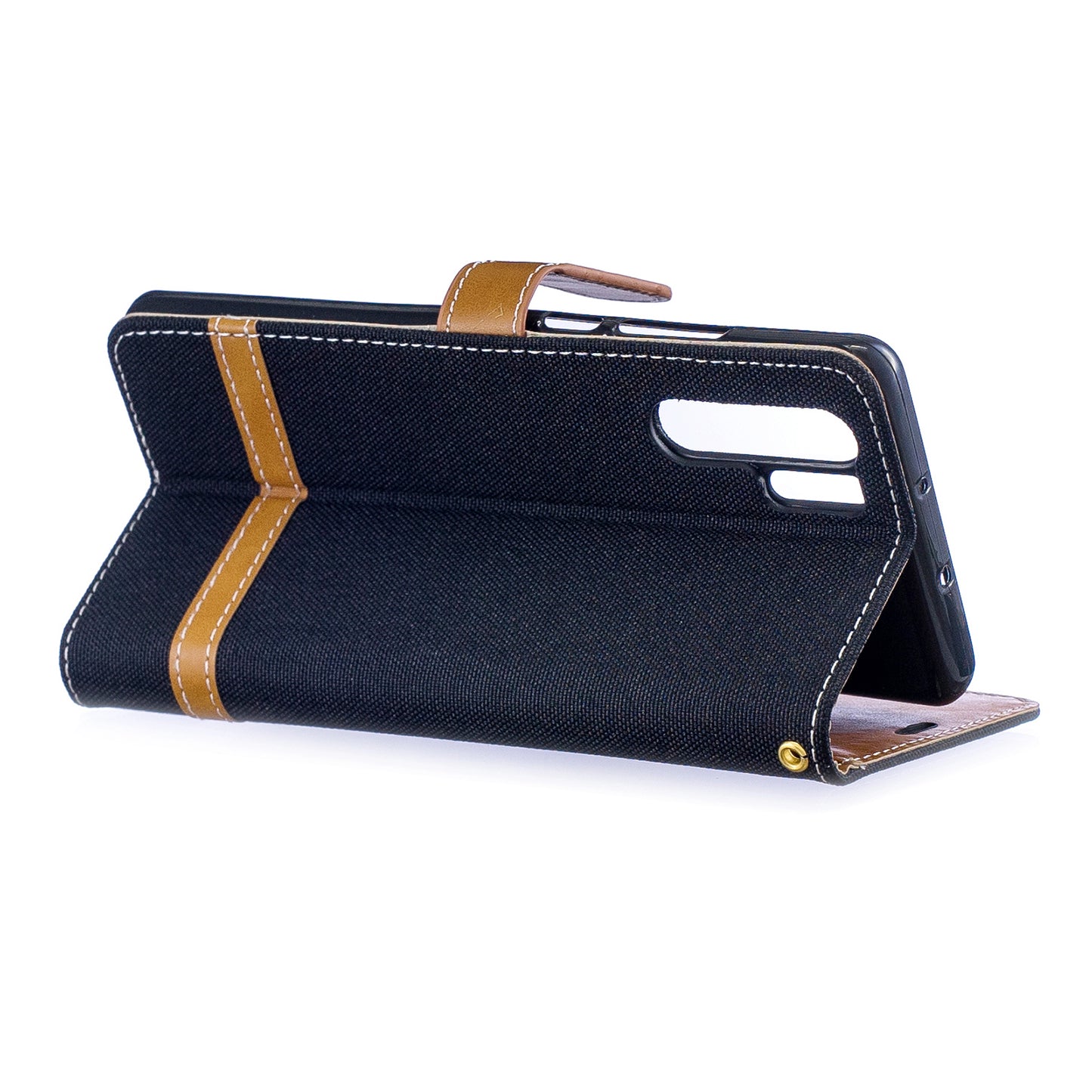 Two-tone Jean Cloth PU Leather Flip Case for Huawei P30 Pro