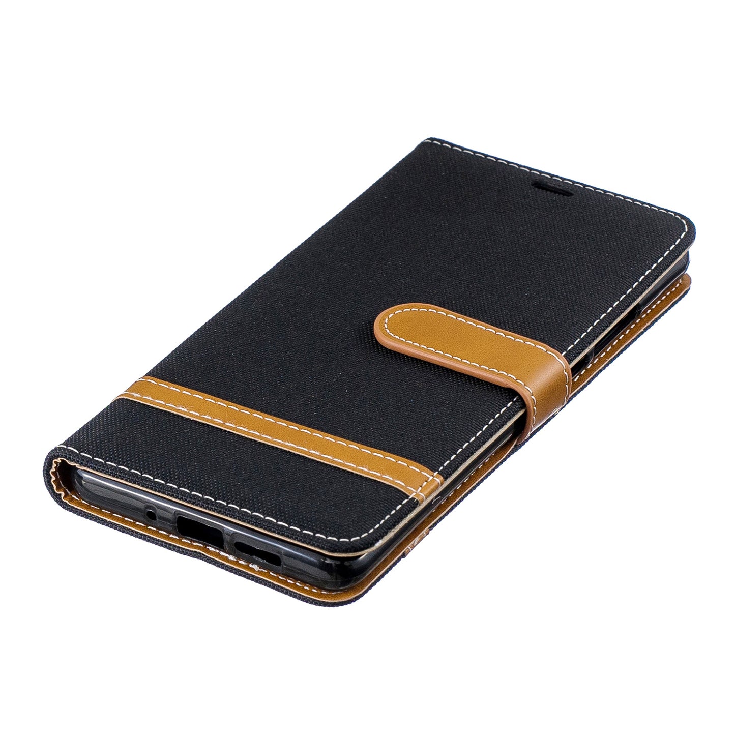 Two-tone Jean Cloth PU Leather Flip Case for Huawei P30 Pro