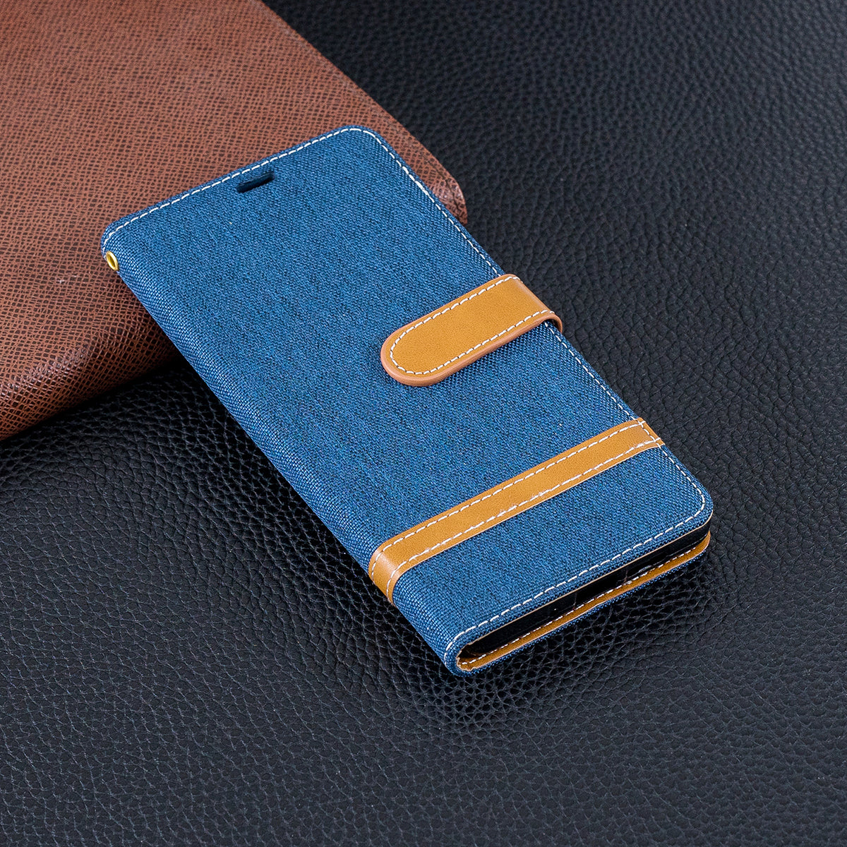 Two-tone Jean Cloth PU Leather Flip Case for Huawei P30 Pro