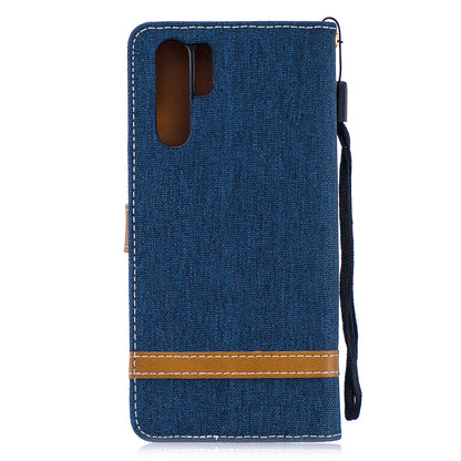 Two-tone Jean Cloth PU Leather Flip Case for Huawei P30 Pro