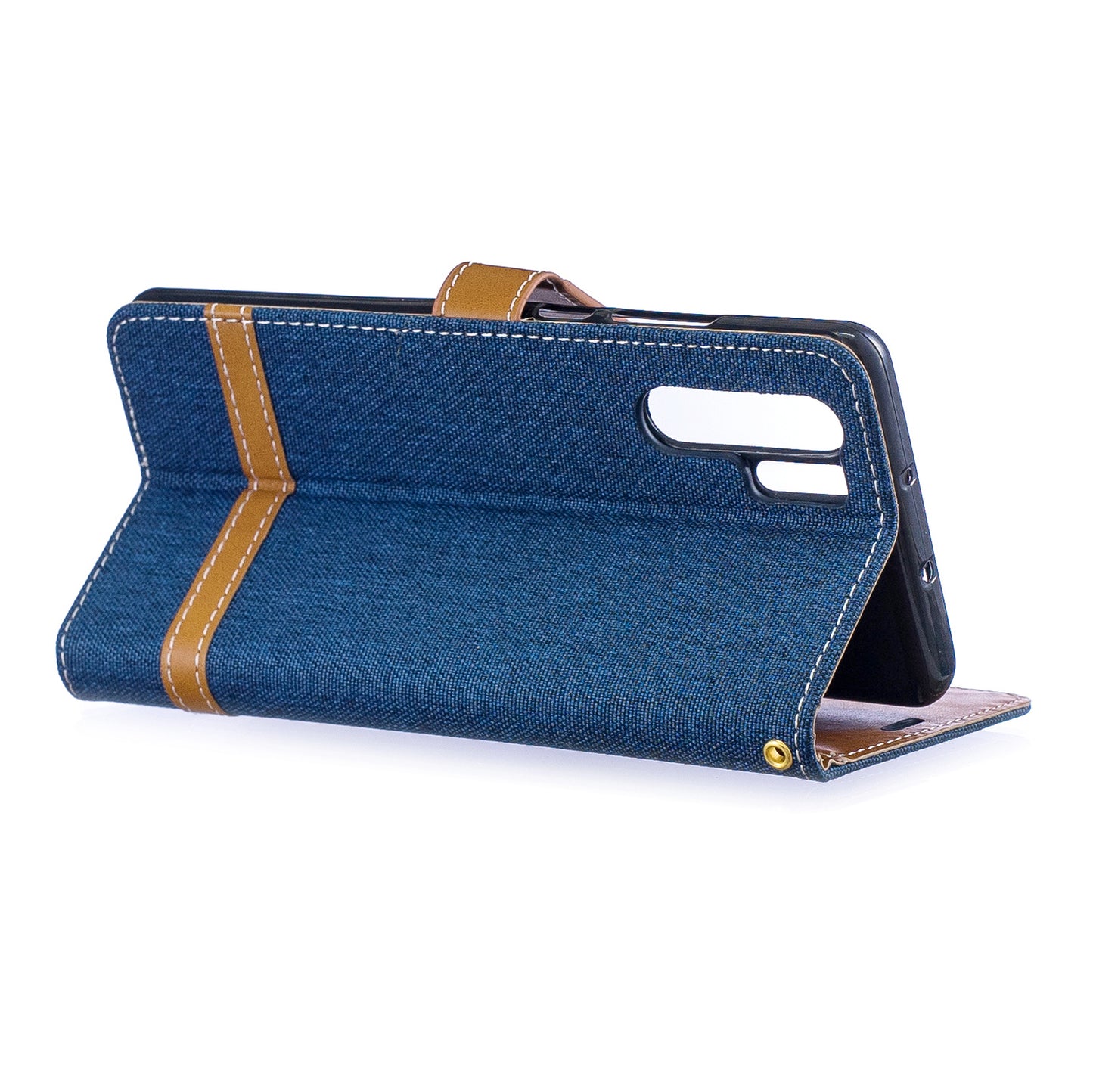 Two-tone Jean Cloth PU Leather Flip Case for Huawei P30 Pro