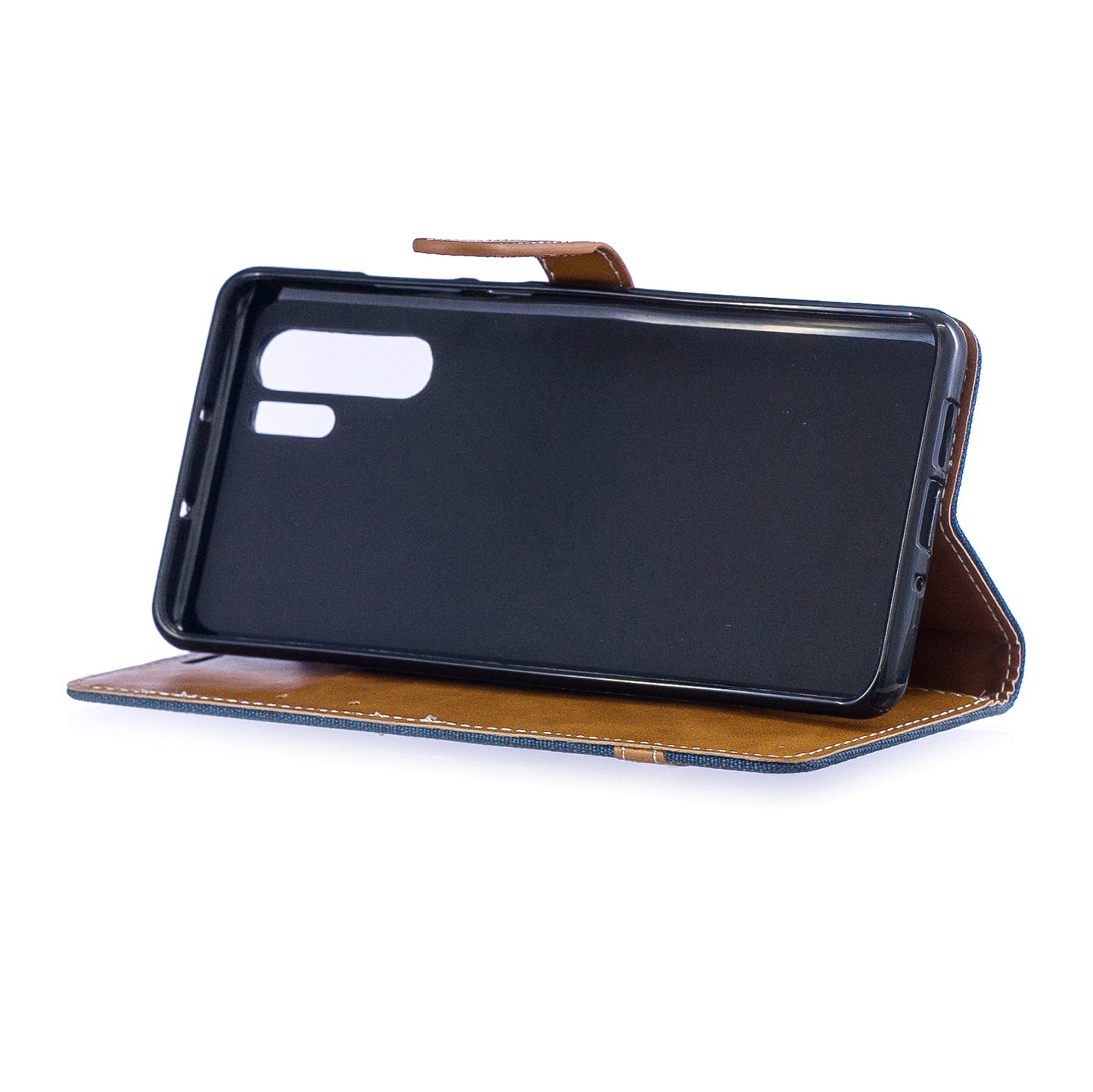 Two-tone Jean Cloth PU Leather Flip Case for Huawei P30 Pro