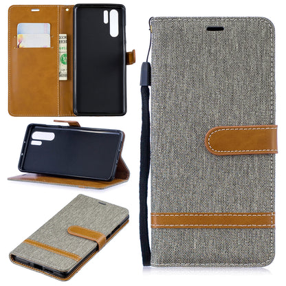 Two-tone Jean Cloth PU Leather Flip Case for Huawei P30 Pro