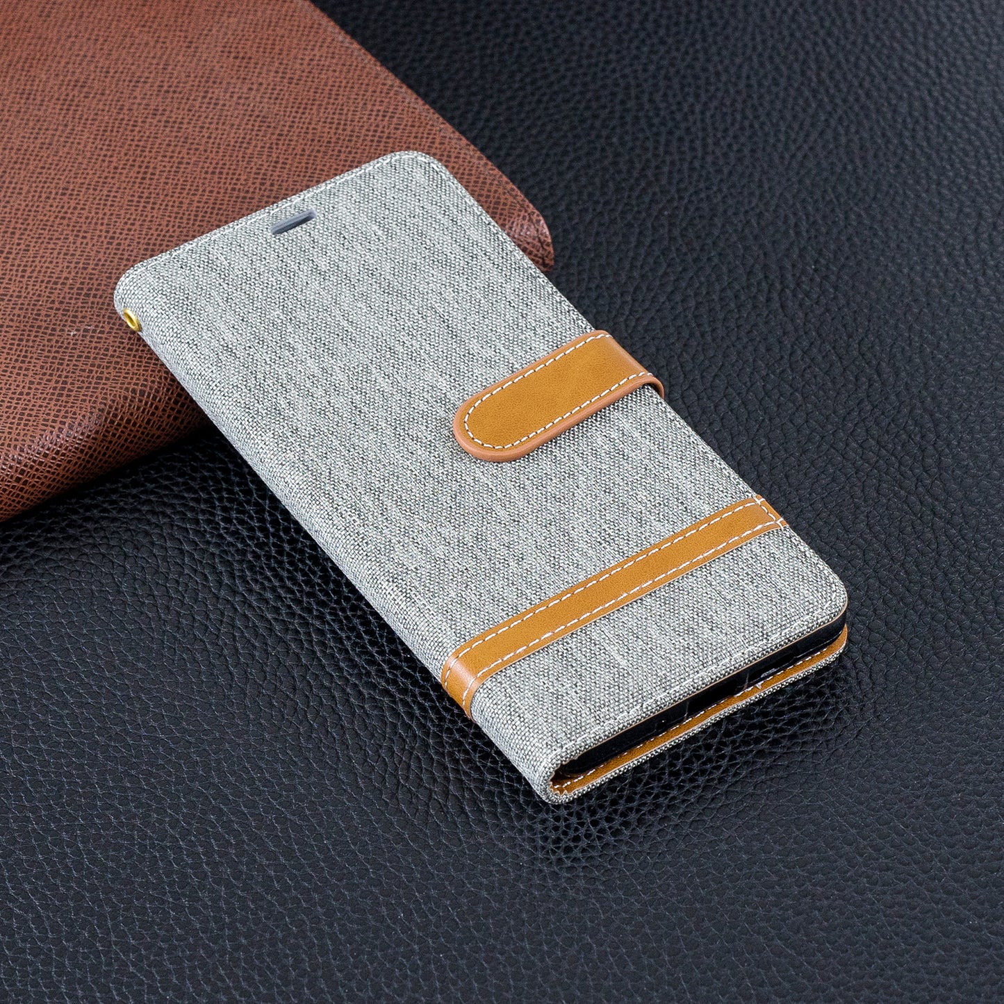 Two-tone Jean Cloth PU Leather Flip Case for Huawei P30 Pro