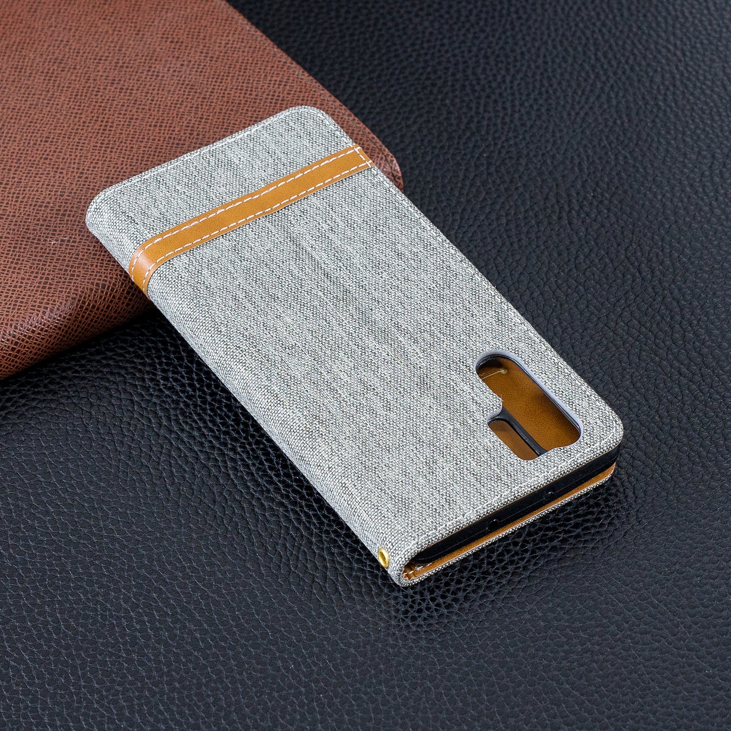 Two-tone Jean Cloth PU Leather Flip Case for Huawei P30 Pro