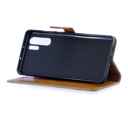 Two-tone Jean Cloth PU Leather Flip Case for Huawei P30 Pro