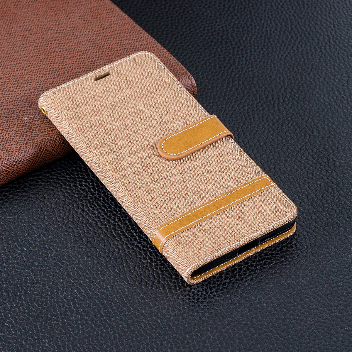 Two-tone Jean Cloth PU Leather Flip Case for Huawei P30 Pro