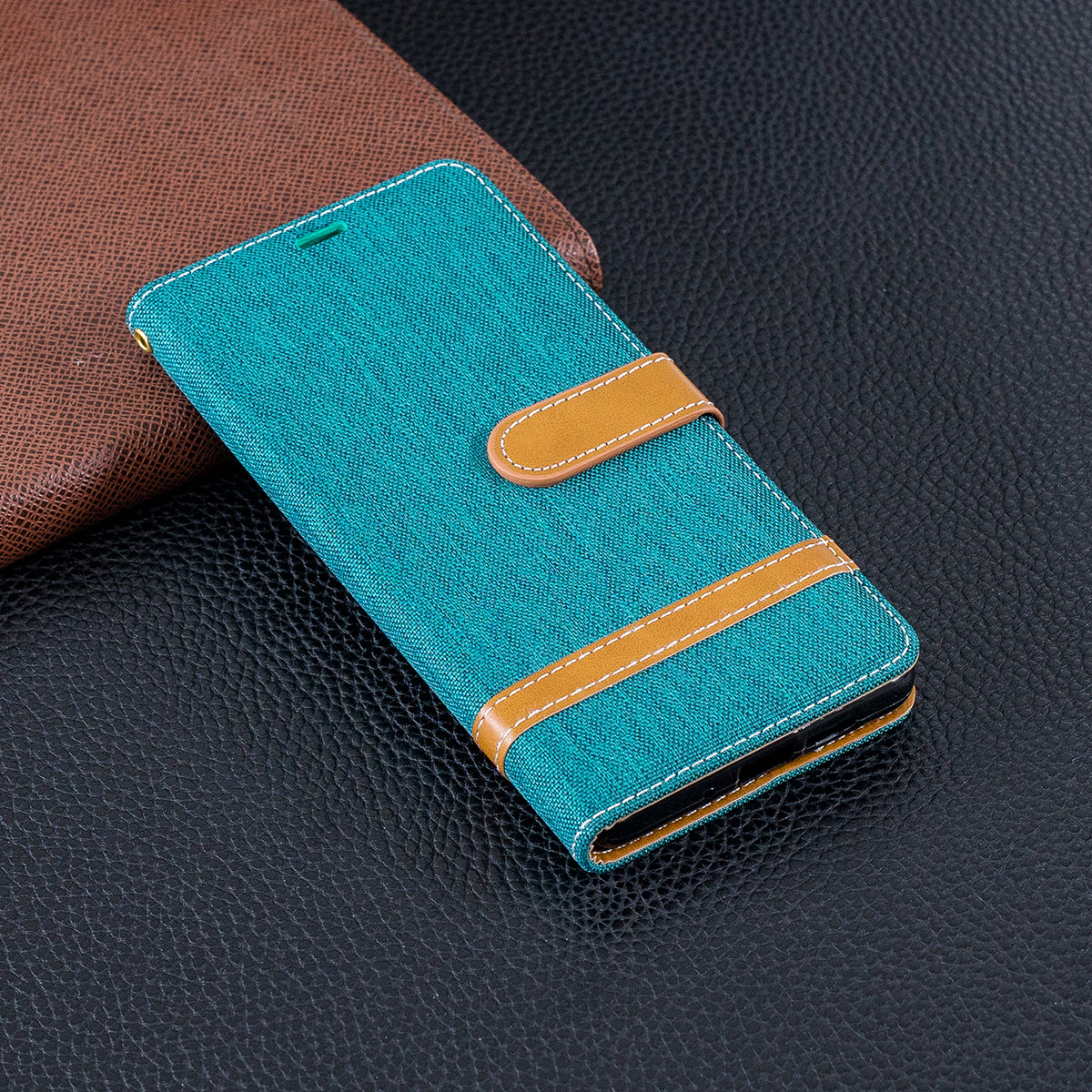 Two-tone Jean Cloth PU Leather Flip Case for Huawei P30 Pro
