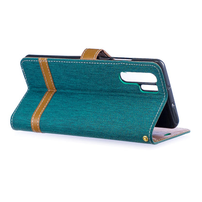 Two-tone Jean Cloth PU Leather Flip Case for Huawei P30 Pro