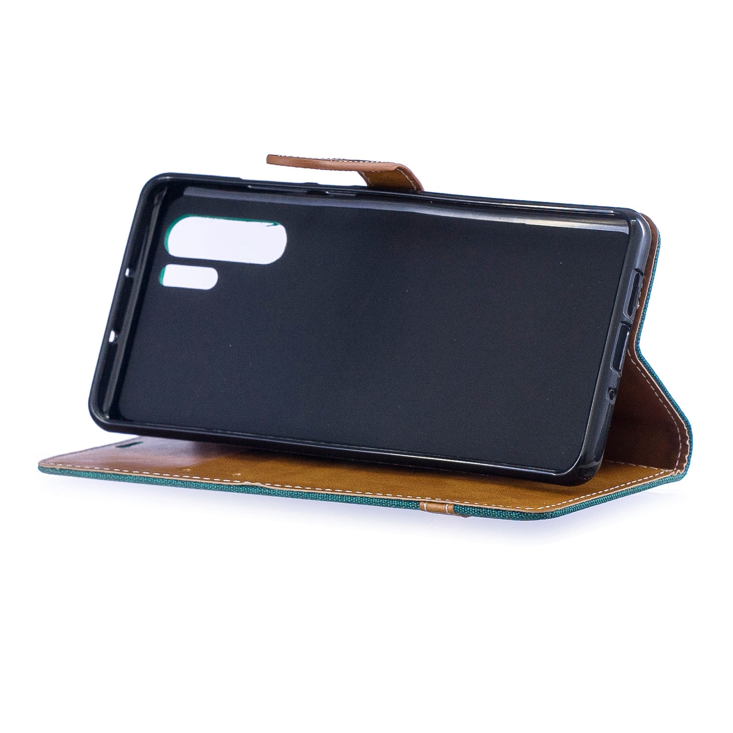 Two-tone Jean Cloth PU Leather Flip Case for Huawei P30 Pro
