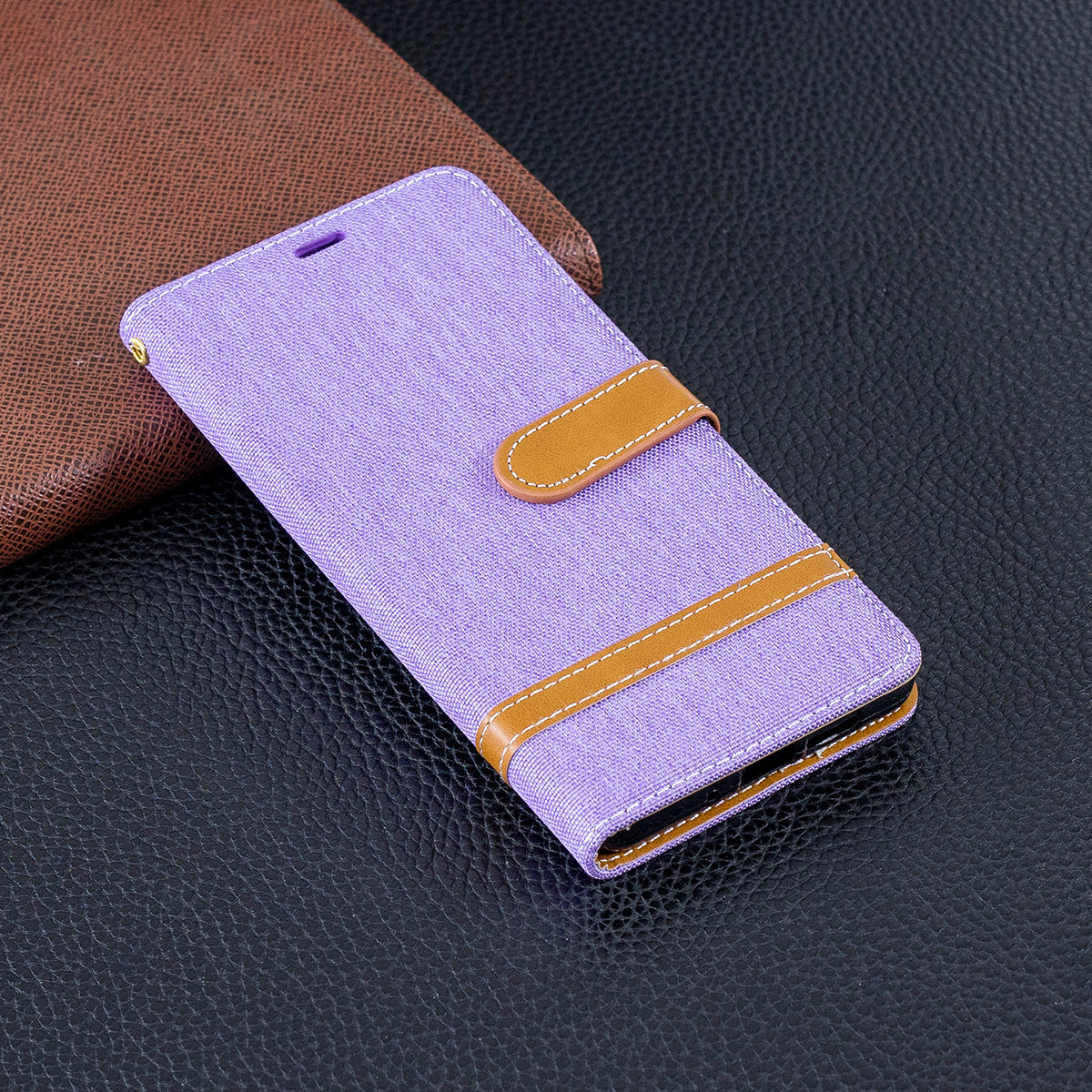 Two-tone Jean Cloth PU Leather Flip Case for Huawei P30 Pro