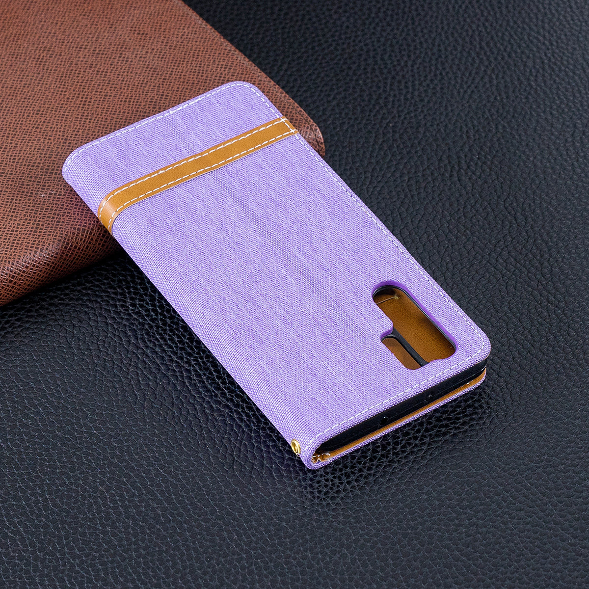 Two-tone Jean Cloth PU Leather Flip Case for Huawei P30 Pro