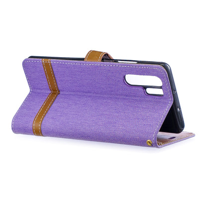 Two-tone Jean Cloth PU Leather Flip Case for Huawei P30 Pro