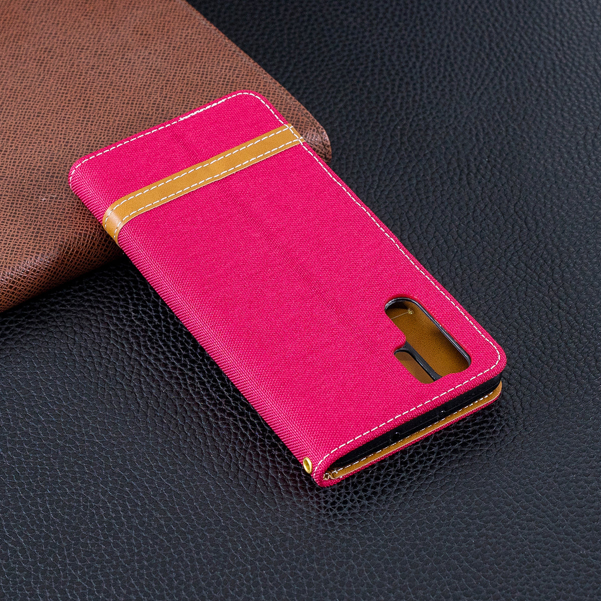 Two-tone Jean Cloth PU Leather Flip Case for Huawei P30 Pro