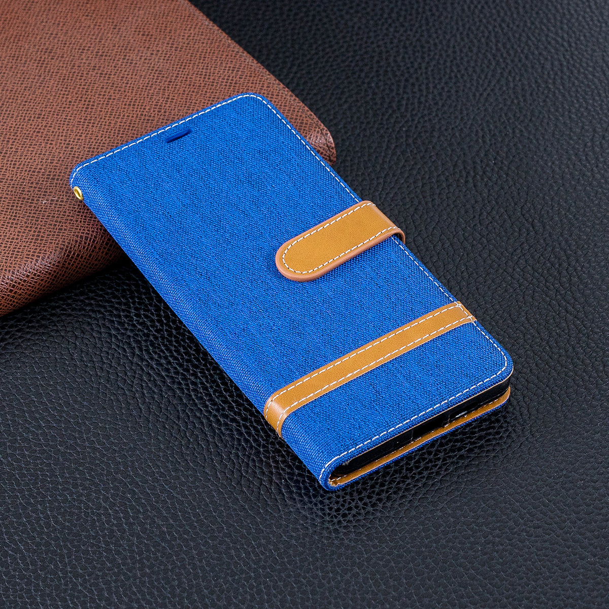 Two-tone Jean Cloth PU Leather Flip Case for Huawei P30 Pro